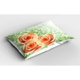 thumbnail image 2 of Ambesonne Green Pillow Sham 2 Pack, Watercolor Roses, 26"x20", Orange Green, 2 of 3