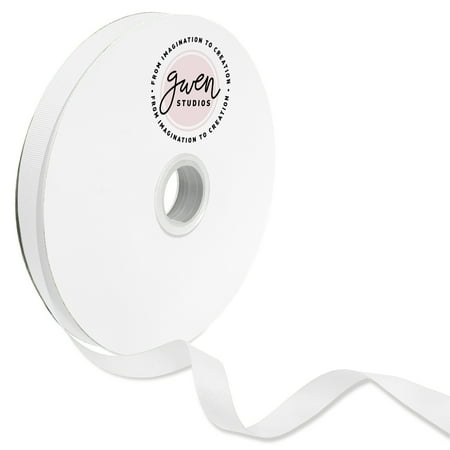 UPC: 0810056349752 | White Grosgrain Ribbon for Crafts and Bows  5/8  x 100 Yards by Gwen Studios