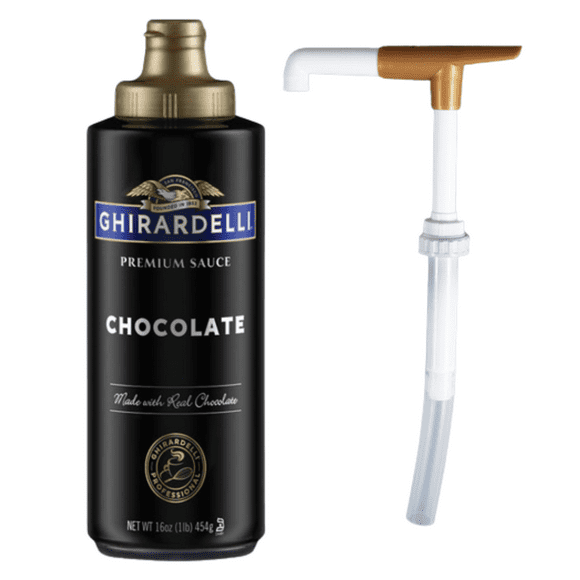 Ghirardelli Sauce Aromatisante au Chocolat Black Label 12 fl. oz. (16 oz.) avec Pompe Bonus