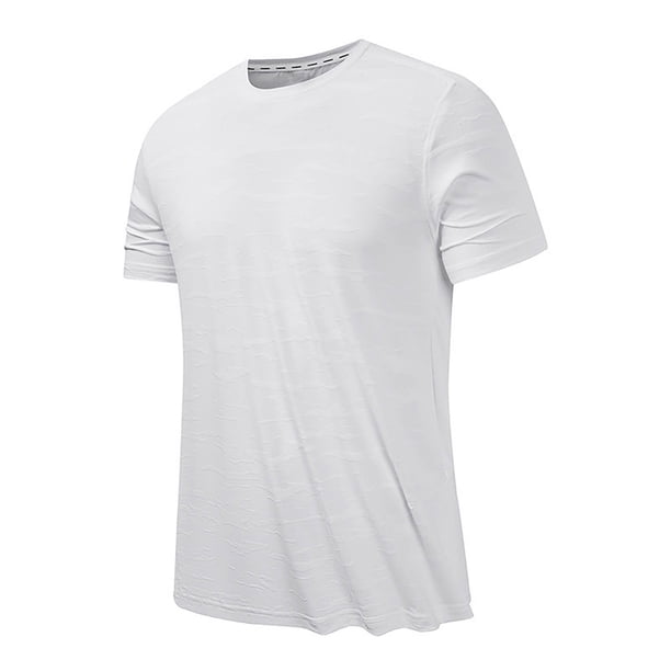 Camisetas Elvqul Hombre Manga Corta sin Estampado Blanco Economicas Cuello Redondo