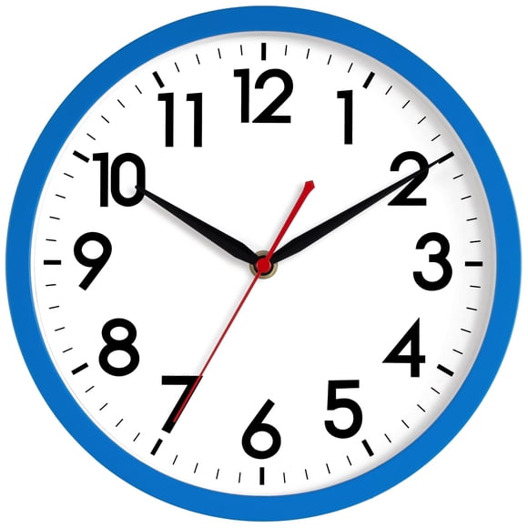 Reloj de pared AKCISOT de 25 cm, silencioso, sin tictac, batería azul