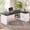 White, variant on L Shaped Farmhouse Desk, 61" Computer Desk with Storgae, Home Office Desk with Drawers and Shelves, Wood Computer Desk with Power Outlets, Corner Desk with Large Desktop, White