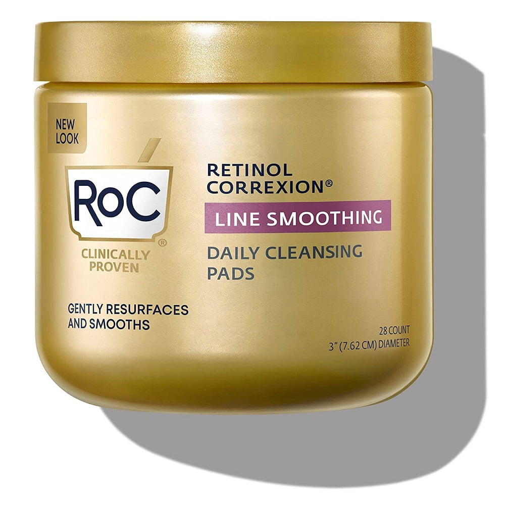 RoC Daily Resurfacing Disks, Hypoallergenic Exfoliating Oil-Free Makeup Removing Pads, 28 Count