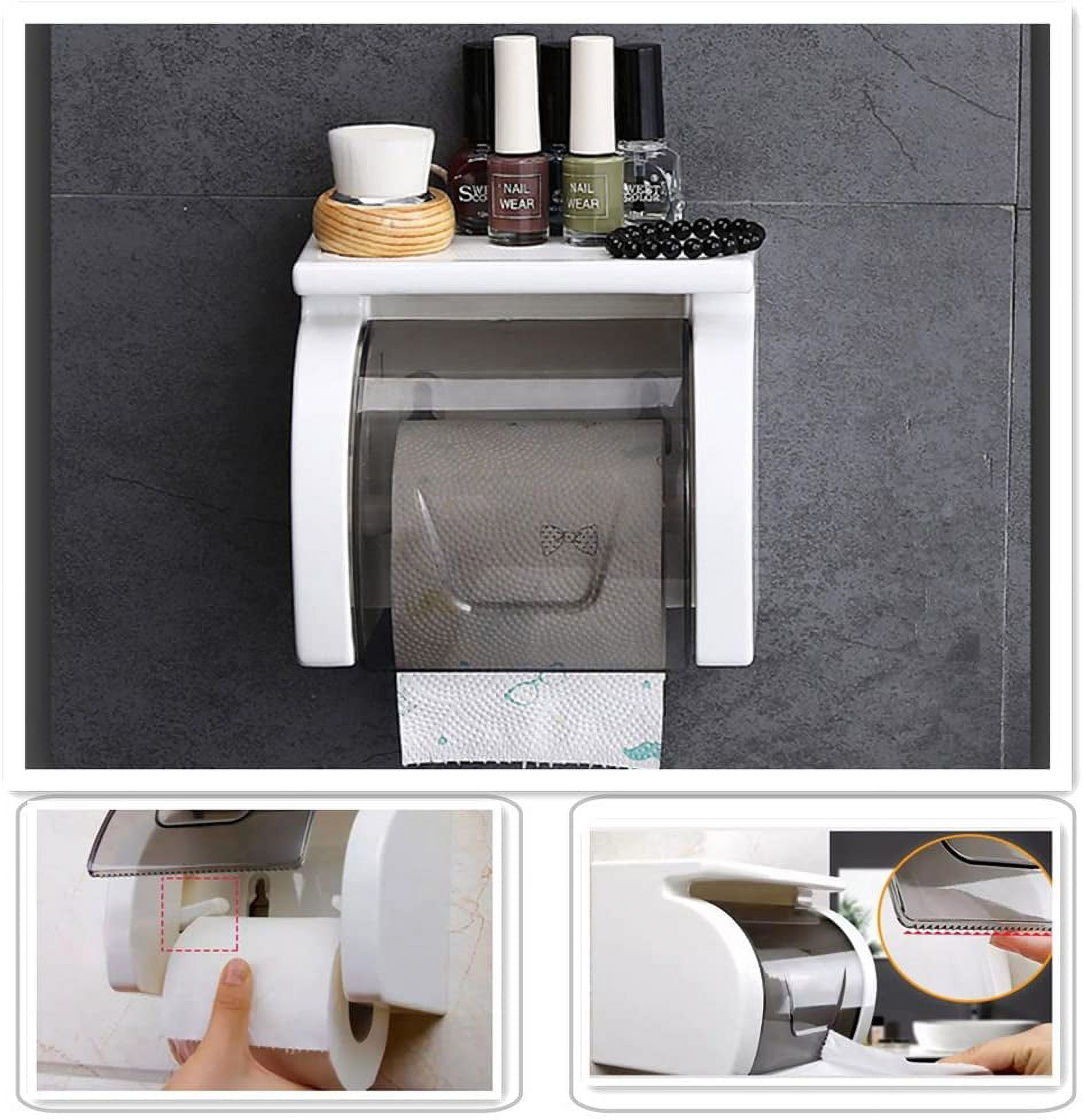Black Self-adhesive Toilet Roll Holder, Modern Bathroom Accessories Set, No  Drilling Minimalist Toilet Paper Holders to Modern Bathroom ELYF 