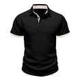 thumbnail image 5 of TaTaai Men's Solid Color Jacquard Short Sleeve Polo Shirt with Contrast Buttons, Turn-Down Collar, and Comfortable Relaxed Fit Gift, 5 of 8
