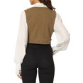 thumbnail image 3 of INSPIRE CHIC Women's Denim Button up Scoop Neck Sleeveless Coppped Vest Jacket S Brown, 3 of 6