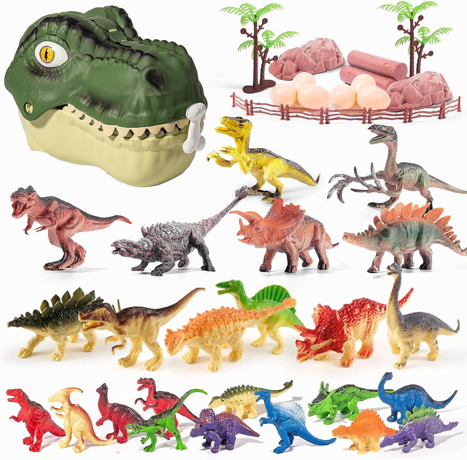 Style-Carry Dinosaur Toys for Kids 3-5 Years, 45Pcs Realistic Dinosaur Toy, Educational Figures, Gift for Boys Girls