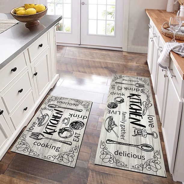 Yamaziot Kitchen Mats Set of 2 Non Slip Kitchen Rugs and Mats Kitchen