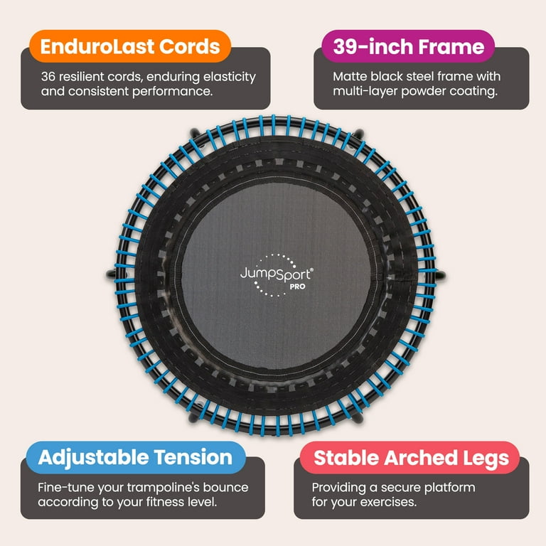 JumpSport 350 PRO Fitness Trampoline, 39 Inch, Pink EnduroLast