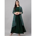 thumbnail image 1 of Janasya Indian Women's Green Crepe Solid Crop Top with Skirt and Jacket, 1 of 10