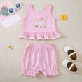 thumbnail image 2 of Xyant Baby Girl Birthday Outfit Embroidery Ruffle Tank Top Bubble Shorts Infant Toddler Gingham Outfits Summer Clothes (Pink,2-3 Years), 2 of 7