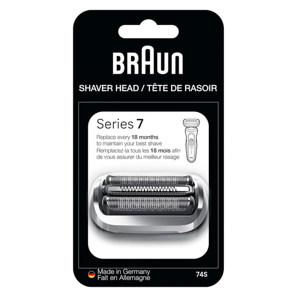 Pack of 2 Braun Series 7 Electric Shaver Replacement Head, Easily Attach Your Shaver Head for a shave as efficient as day one, Compatible with New Generation Series 7 Shavers, 74S, Silver