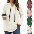 thumbnail image 1 of Yuyuzo Hoodies for Women Casual Ribbed Knit V Neck Sweatshirts Long Sleeve Fall Warm Pullover Sweater Tops, 1 of 6