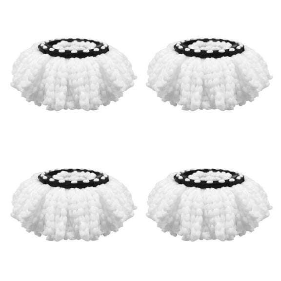 Spin Mop Replacement Head, 4-Pack Microfiber Mop Refills for 360 Spin Mop System, Round Mop Replacement Refills, White