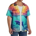 thumbnail image 2 of Pofeuu Hawaiian Island Dolphin Print Mens Casual Short Sleeve Shirts Beach Summer Spread Collar Pocket Tops Men's Casual Short-sleeved Shirt-4X-Large, 2 of 5