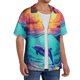 thumbnail image 2 of Balery Hawaiian Island Dolphin Camisa Casual de Manga Corta con Botones para Hombre, Texturizada, Estilo Cubano, para Playa, Verano-4X-Large, 2 of 5