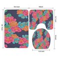 thumbnail image 3 of Pioneer Flower Floral Print Pattern Bathroom Rugs Sets 3 Piece,Toilet Cover Set,Absorbent Non Slip Bathroom Mats Sets with U-Shaped Contour Rug Toilet Rug Set, 3 of 5