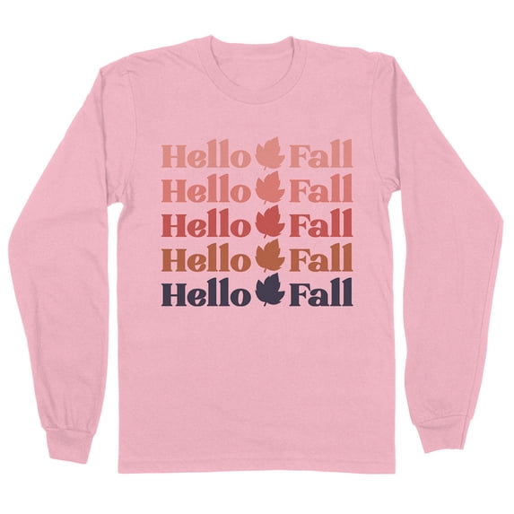 Hello Fall Long Sleeve Shirt Unisex Small Pink