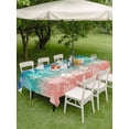 thumbnail image 3 of Blue Teal Pink Ombre Coastal Outdoor Tablecloth - 52x70 Inch Rectangle Dining Table Cover, Nautical Beach Starfish Coral Summer Waterproof Outdoor Table Cloth with Umbrella Hole & Zipper for Patio, 3 of 7