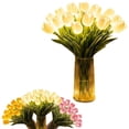 thumbnail image 1 of Jarrón de flores artificiales LED decorativo con luz nocturna cálida y romántica | Tulipanes de tallos flexibles para arreglos florales DIY | Adorno decorativo de doble propósito para el dormitorio, 1 of 8