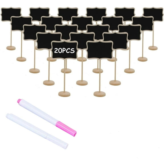 WLGJL 20PCS Wood Mini Chalkboard Sign, Food Labels for Party Buffet, Blackboard for Message Board Signs, Weddings Place Cards, Birthday Party