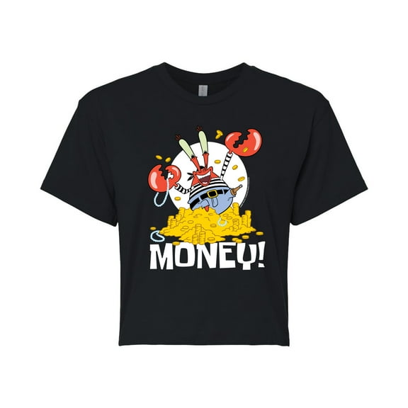 SpongeBob SquarePants - Mr Krabs Money - Juniors Cropped Cotton Blend T-Shirt