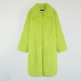 thumbnail image 4 of Wutalume Women's Fashion Plush Jacket Casual Solid-color Long-sleeved Cardigan Long Coat, Faux Fur Design, Warm and Elegant, Ideal for Winter Parties and Outings,Fluorescent Green 2XL, 4 of 6