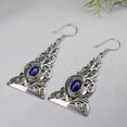thumbnail image 3 of 925 Sterling Silver Drop Earring for Women, Genuine Lapis Lazuli Gemstone Designer Earrings, Handmade Fashion Jewelry for Gifts, 3 of 5