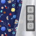 thumbnail image 3 of Kids Boys Window Curtain Galaxy Outer Space Playroom Spaceman Planets Theme Solar System Astronaut Blue Cartoon Rod Pocket Drapes 42" W x 84" L Curtains for Bedroom Living Room 2 Panels Drapes, 3 of 5
