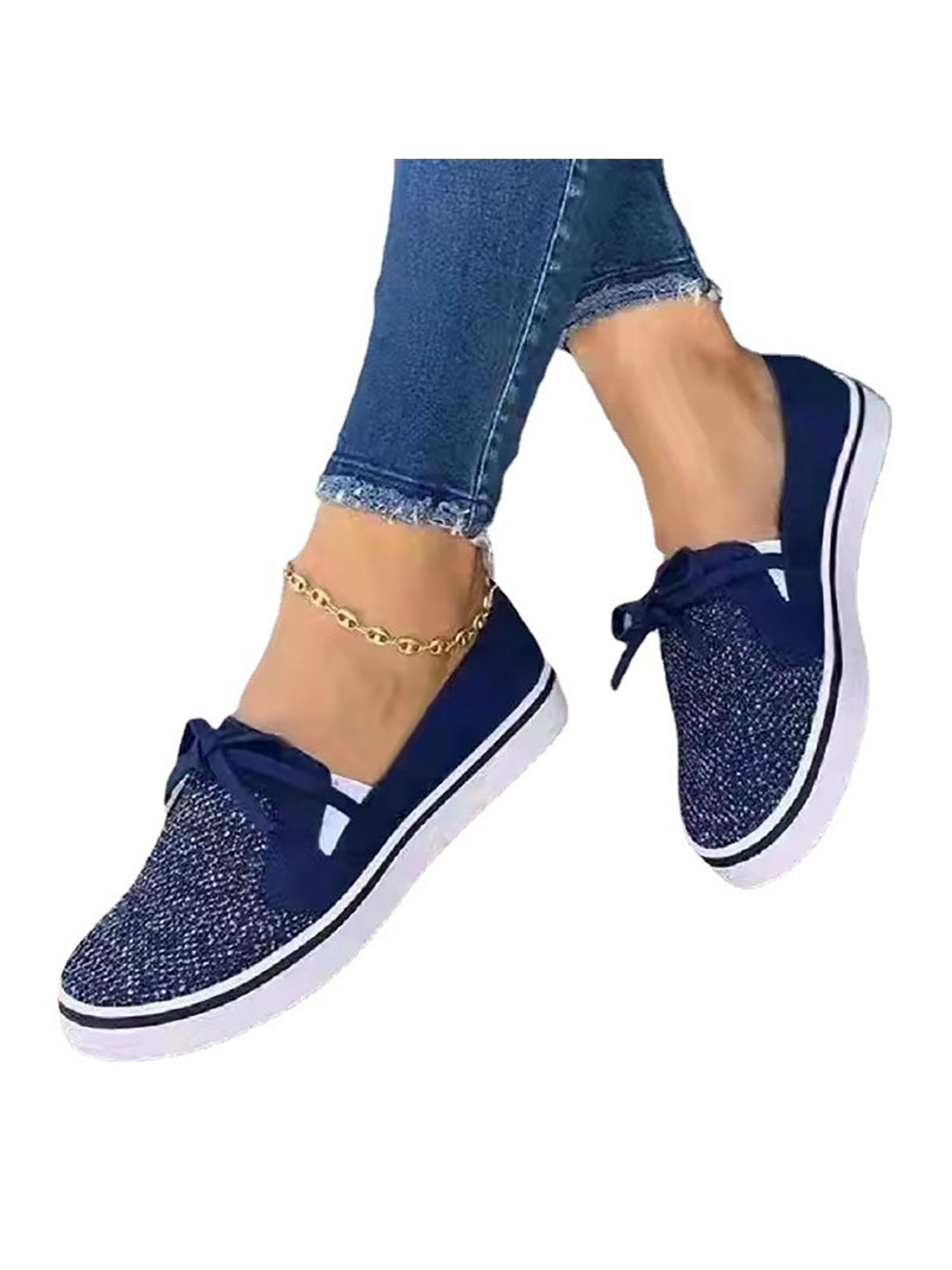 Womens Slipon Loafers Fashion Top Bowknot Casual Walking Shoes Womens Slipon Loafers Fashion Top Bowknot Casual Walking Shoes