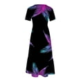 thumbnail image 3 of Mefallenssiah Mode Femmes Col Rond Manches Courtes Robe Imprimée, 3 of 4