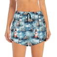 thumbnail image 3 of Uemuo Sea Marine And Lighthouse Pattern Women's Athletic Shorts High Waisted Running Shorts with Liner Pockets Gym Elastic Workout Shorts-Large, 3 of 9