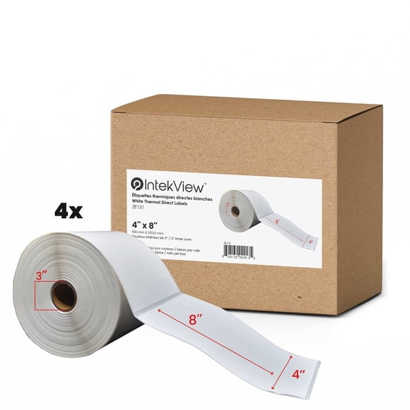 4x8'' Direct Thermal Labels 3''Core 750/rolls