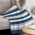 thumbnail image 3 of Navy Blue Grey Stripe Throw Blanket for Couch,Soft Lightweight Flannel Fleece Blanket,Minimalist Farmhouse Striped Microfiber Plush All Season Decorative Blankets Gifts for Sofa Office Travel 32"x48", 3 of 9