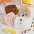 thumbnail image 1 of Airle Sanitary Pad Bag Fuzzy Square Zipper Large Capacity Cartoon Plush Rabbit Embroidery Sanitary Napkin Holder Pouch for School, 1 of 8