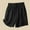 Black, variant on NTACZA Cotton Linen Shorts Women Embroidered Drawstring Shorts Elastic Waist Boho Ladies Shorts L