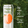 thumbnail image 5 of Happy Being Peach Sparkling White Tea – Antioxidant & Polyphenol Rich, Infused with Turmeric, Elderberry, Caffeine Free, Plant-Based, Low Sugar & Low Calorie Drinks, 12oz (16 Pack), 5 of 11