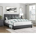 thumbnail image 2 of Pemberly Row Modern Wood Frame Velvet Queen Platform Bed in Dark gray, 2 of 9