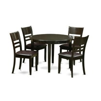 East West Furniture Boston 5-piece Wood Kitchen Table and Chairs in Cappuccino