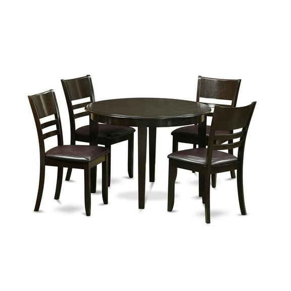 East West Furniture Boston 5-piece Wood Kitchen Table and Chairs in Cappuccino