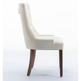 thumbnail image 3 of Set of 6 Wingback Upholstered Dining Chairs with Linen Fabric, Fabric Side Dining Room Chairs with Tufted Button, Living Room Chairs for Home Kitchen Dining Room Resturant (Beige), 3 of 9