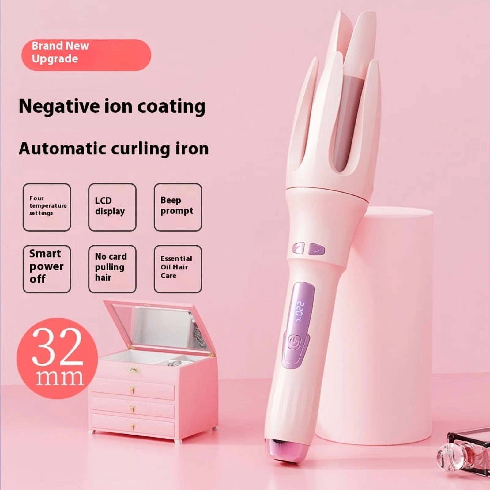 Hair Curling Iron Q3 Automatic Curling Iron with LCD Display - 9 Temperature Settings & One-Button Operation