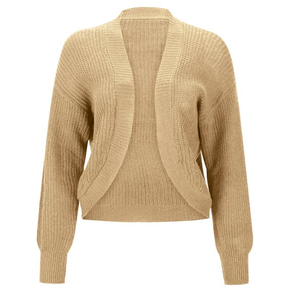 Ediodpoh Women's Casual Short Style Solid Color Sweater Cardigan Coat Cardigan Sweaters for Women Khaki L