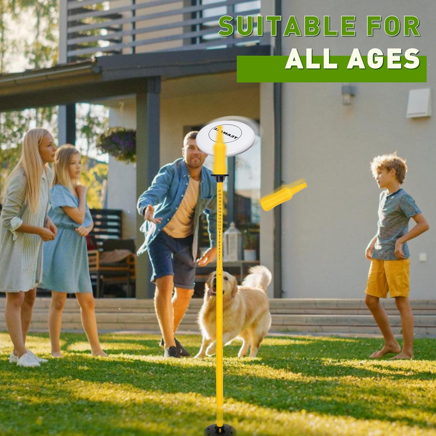 Adoreal Flying Disc Game Set with Height-Adjustable Poles & Score Tracker, Outdoor Bottle Toss Game for Beach, Lawn, Camping, Polish Horseshoes Set for Family & Friends Party Games