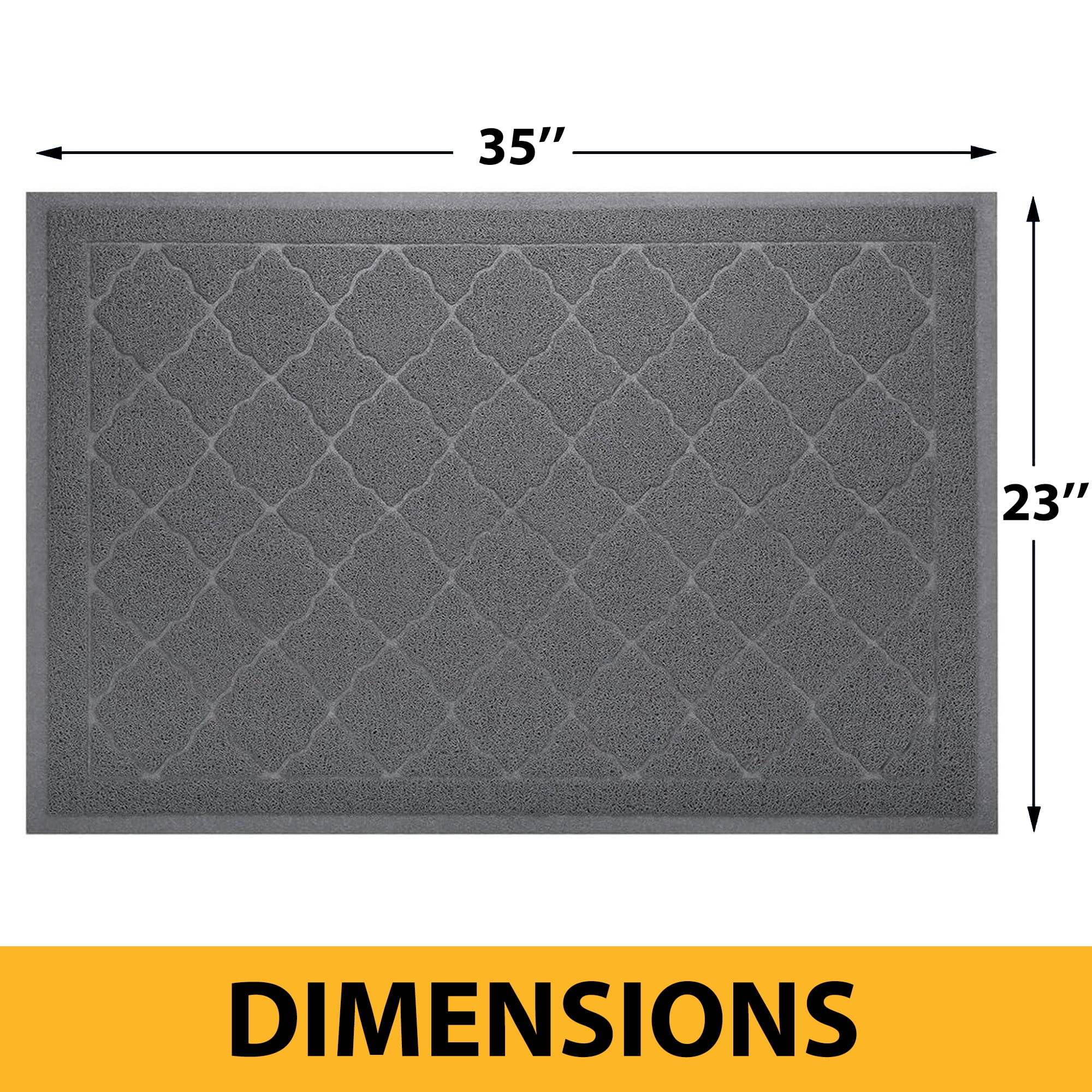GARITIN Cat Litter Mat 35'' x 23'', Cat Mat for Litter Box Non-Slip Kitty Litter Trapping Mat, Gray