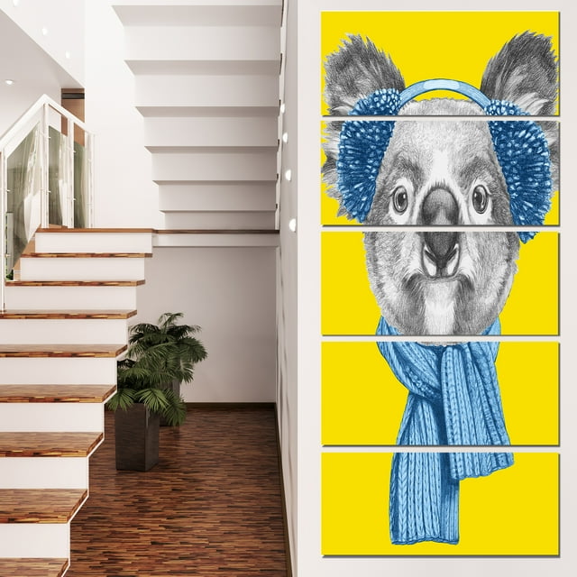 Koala with Scarf and Earmuffs - Animal Canvas Art Print