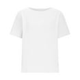 thumbnail image 4 of Sakmal Crew Neck Womens Graphic T Shirts Solid Comfortable Short Sleeve Tops Relaxed Fit Casual White T-Shirts Womens Summer Outfits, 4 of 9