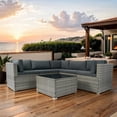 thumbnail image 3 of Outdoor Patio Furniture Set, 6 Pieces Outdoor Furniture All Weather Patio Sectional Sofa PE Wicker Modular Conversation Sets with Coffee Table, 3 of 15