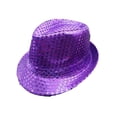 thumbnail image 1 of RUNQHUI Women Men Sequin Fedora Hat Disco Hat Jazz Dance Hat Hip-Hop Rapper Stage Performance Purple One Size, 1 of 4