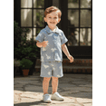 thumbnail image 6 of BemeyourBBs Toddler Baby Boy Summer Clothes Baby Boy Cotton 2 Piece Outfit Dinosaur Bus Lobster Print Short Sleeve Button Down Shirt with Elastic Waist Shorts Set Toddler Boys Summer Outfit, 6 of 9